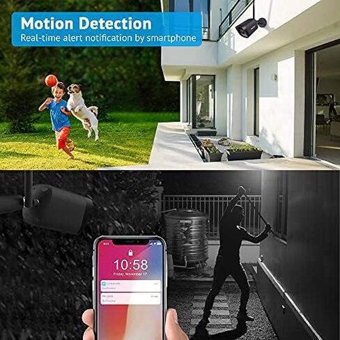 كاميرا LaView Security في الهواء الطلق بدقة 1080 بكسل عالية الدقة، كاميرات Wi-Fi، كاميرات أمان منزلية مع كشف الحركة، صوت ثنائي الاتجاه، رؤية ليلية، بروتوكول ONVIF، متوافق مع Alexa، فتحة بطاقة Micro SD والتخزين السحابي الأمريكي in Kuwait
