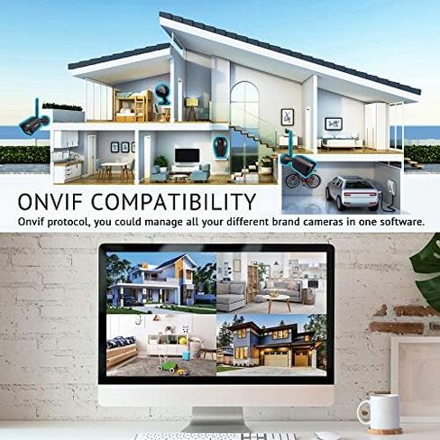 كاميرا LaView Security في الهواء الطلق بدقة 1080 بكسل عالية الدقة، كاميرات Wi-Fi، كاميرات أمان منزلية مع كشف الحركة، صوت ثنائي الاتجاه، رؤية ليلية، بروتوكول ONVIF، متوافق مع Alexa، فتحة بطاقة Micro SD والتخزين السحابي الأمريكي in Kuwait