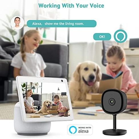 كاميرا LaView الأمنية بدقة 2K، كاميرات رؤية ليلية واضحة لأمن المنزل في الداخل، متوافقة مع Alexa، كشف الحركة، صوت ثنائي الاتجاه، تخزين سحابي/فتحة SD in Kuwait