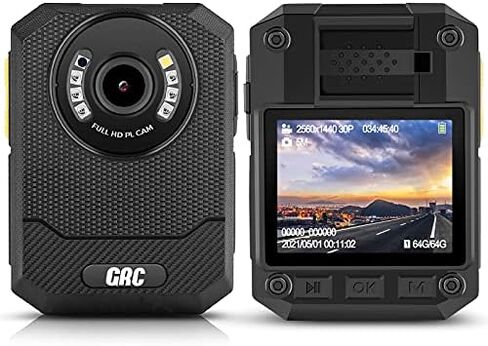 GRC 1440P Police Body Camera with Audio, 64GB Memory, Night Vision,2 Inch Display,Portable Waterproof Body Worn Camera,Premium Body Cam for Law Enforcement Recorder,Personal Use in Saudi Arabia