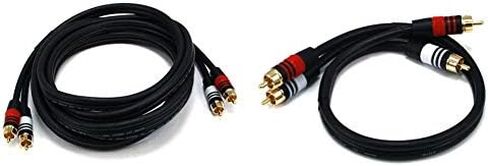 Monoprice Premium 2 RCA Plug/2 RCA Plug M/M Cable - 3 Feet - Black | 22AWG, Gold Plated & 1.5ft Premium 2 RCA Plug/2 RCA Plug M/M 22AWG Cable - Black in Saudi Arabia