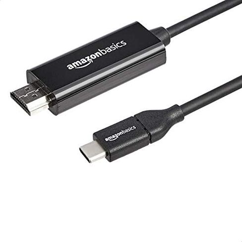 Amazon Basics Premium Aluminum USB-C (Source) to HDMI (Display) Cable Adapter (Thunderbolt 3 Compatible) 4K@60Hz, 3-Foot, Black in Kuwait