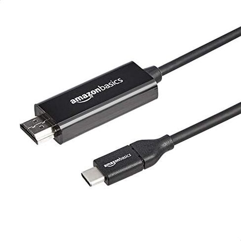 Amazon Basics Premium Aluminum USB-C (Source) to HDMI (Display) Cable Adapter (Thunderbolt 3 Compatible) 4K@60Hz, 3-Foot, Black in Kuwait