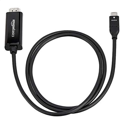 Amazon Basics Premium Aluminum USB-C (Source) to HDMI (Display) Cable Adapter (Thunderbolt 3 Compatible) 4K@60Hz, 3-Foot, Black in Kuwait