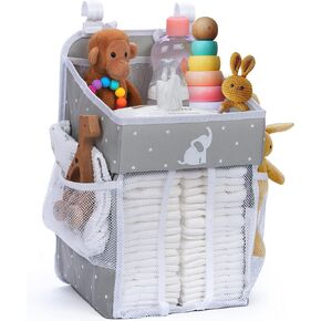 Hanging Diaper Caddy Organizer with Multiple Pockets - Baby Organizer for Nursery Accessories - Changing Table Organizer and Diaper Storage - 17x9x9 in - Gray in Saudi Arabia