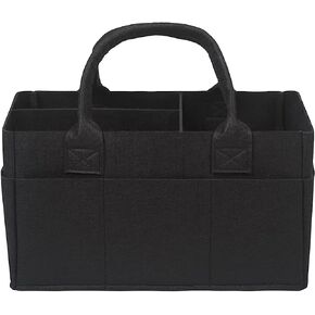 Sammy & Lou Collapsible Birch Felt Storage Caddy, Divided Design To Keep Diapers, Wipes And Changing Items Organized, Two Handles, 11.5 in x 6 in x 8 in