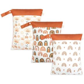 Wet Dry Bags for Baby Cloth Diapers - Waterproof Reusable Washable Travel Bags, Gym Bag, Pool, Daycare Soiled Baby Items Yoga Gym Bag for Swimsuits & Wet Clothes 3pcs/set（Bohemia in Saudi Arabia