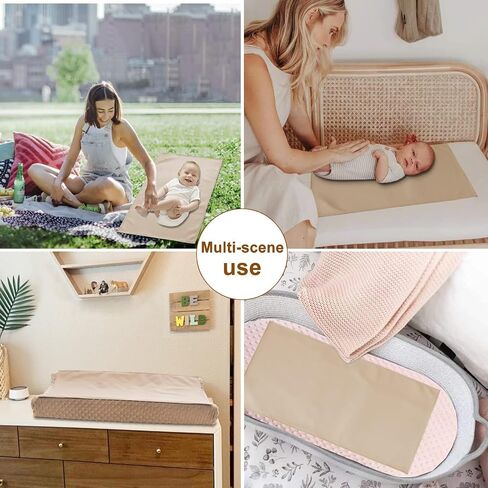 Owlowla Changing Pad Portable Diaper Mat Baby Travel Changing Liner,2 Pack | Soft Waterproof Vegan Leather Fabric,Size 30"x16" for Newborns Toddlers,Gift for Baby Boys Girls,Classic Brown&Brush Strokes in Saudi Arabia