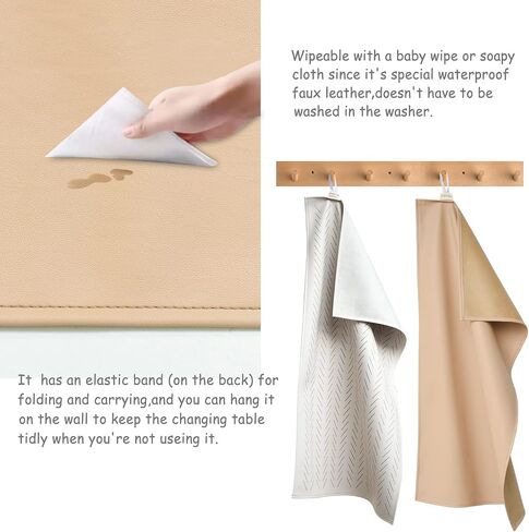 Owlowla Changing Pad Portable Diaper Mat Baby Travel Changing Liner,2 Pack | Soft Waterproof Vegan Leather Fabric,Size 30"x16" for Newborns Toddlers,Gift for Baby Boys Girls,Classic Brown&Brush Strokes in Saudi Arabia