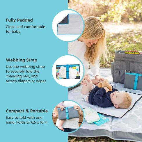 J.L. Childress Full Body Portable Changing Pad for Babies - Diaper Changing Mat for Travel, Baby Accessory Essentials, Wipeable & Water-Resistant, Foldable & Compact, Fully Padded, Extra Large - Black in Saudi Arabia