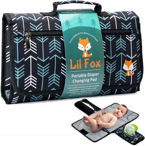 Lil Fox Portable Diaper Changing Pad - One-Hand Design - Grey Arrows in Saudi Arabia