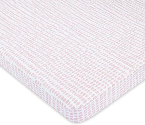 Ely’s & Co. Waterproof Pack and Play/Mini Crib Sheets – All-in-One Mattress Protector and Fitted Playard Sheets – Jersey Cotton – Mauve Pink Splash & Stripes, Baby Girl Nursery Bedding – 2-Pack in Saudi Arabia