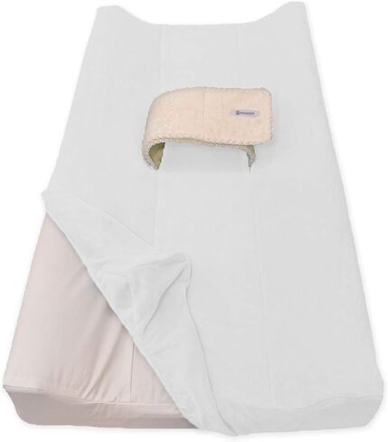 PooPoose Baby Changing Pad with Secure Strap 32" x 16", Changing Diaper Mat for Table Dresser Change Station Soft, White in Saudi Arabia
