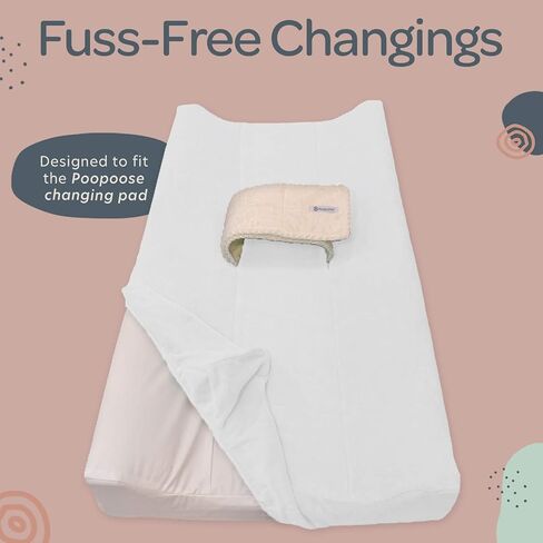 PooPoose Baby Changing Pad with Secure Strap 32" x 16", Changing Diaper Mat for Table Dresser Change Station Soft, White in Saudi Arabia