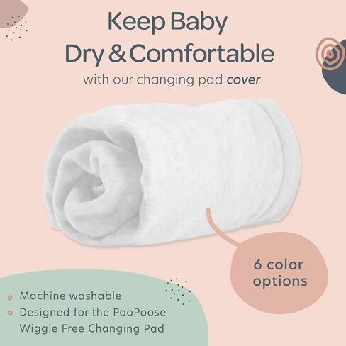 PooPoose Baby Changing Pad with Secure Strap 32" x 16", Changing Diaper Mat for Table Dresser Change Station Soft, White in Saudi Arabia