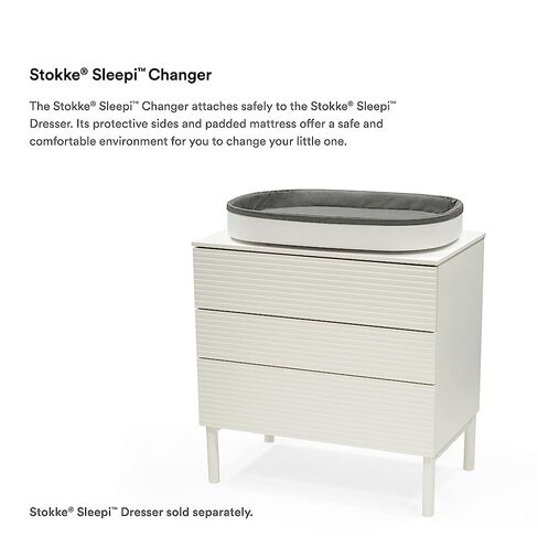 Stokke Sleepi Changer، أبيض - وسادة تغيير بيضاوية للأطفال من عمر 0 ​​إلى 12 شهرًا - آمنة ومريحة - طاردة للماء ويمكن غسلها في الغسالة - متوافقة مع خزانة ملابس Stokke Sleepi in Saudi Arabia