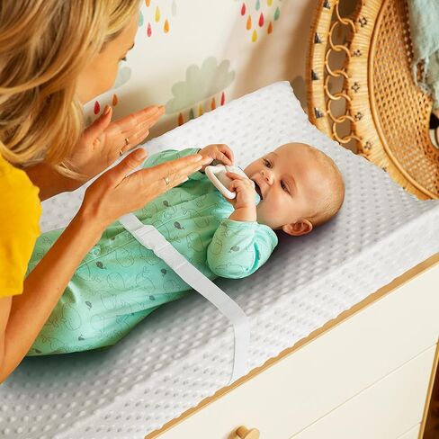 Munchkin® Secure Grip Waterproof Baby Changing Pad for Dresser, Wipeable Contoured Diaper Changing Mat with Safety Straps and Non-Slip Grip, 14.75 x 31, White in Saudi Arabia