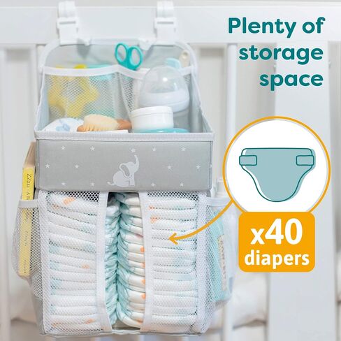 علبة حفاضات معلقة من CRADLE STAR - منظم حفاضات لهدايا استحمام الطفل لتغيير الطاولة - تحمل أكثر من 50 حفاضة - أساسيات حضانة الأطفال حديثي الولادة - رمادي - 17x9x9 بوصة in Saudi Arabia