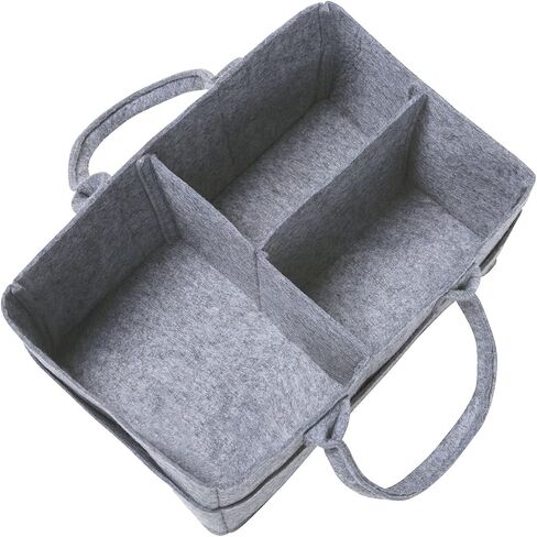 Sammy & Lou Collapsible Light Gray Felt Storage Caddy, Divided Design To Keep Diapers, Wipes And Changing Items Organized, Two Handles, 11.5"D x 6"W x 8"H in Saudi Arabia
