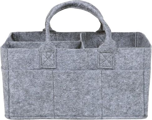 Sammy & Lou Collapsible Light Gray Felt Storage Caddy, Divided Design To Keep Diapers, Wipes And Changing Items Organized, Two Handles, 11.5"D x 6"W x 8"H in Saudi Arabia