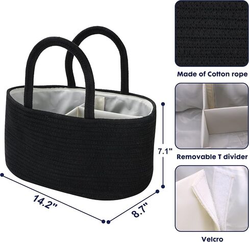 Large Baby Diaper Caddy Organizer for Girl Boy Rope Nursery Storage Bin Basket Portable Holder Tote Bag for Changing Table Car Travel Baby Shower Gifts basket dark green in Saudi Arabia