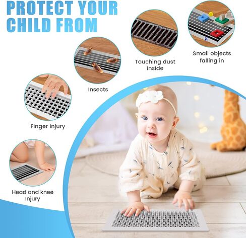 NiHome Baby Proofing Vent Covers for Home Floor Wall Ceiling Vent Registers, Protective Soft Silicone Vent Covers, Child Proof Floor Air Vent Cover Prevents Small Item from Falling Set of 1 (Black) in Kuwait