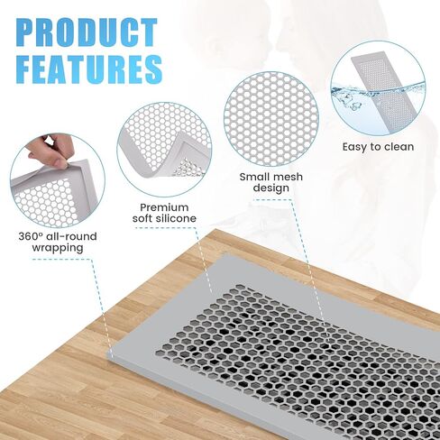 NiHome Baby Proofing Vent Covers for Home Floor Wall Ceiling Vent Registers, Protective Soft Silicone Vent Covers, Child Proof Floor Air Vent Cover Prevents Small Item from Falling Set of 1 (Black) in Kuwait