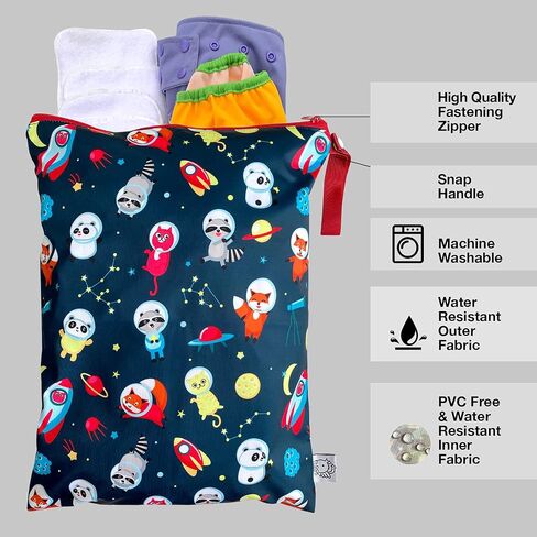 Washable and Reusable Wet Bag Diaper Bag Water Resistant Swimming Bag Travel Toiletries Pouch Bears Cats Zippered 12.6'' x 16.5'' in Saudi Arabia