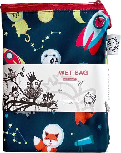 Washable and Reusable Wet Bag Diaper Bag Water Resistant Swimming Bag Travel Toiletries Pouch Bears Cats Zippered 12.6'' x 16.5'' in Saudi Arabia