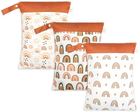Wet Dry Bags for Baby Cloth Diapers - Waterproof Reusable Washable Travel Bags, Gym Bag, Pool, Daycare Soiled Baby Items Yoga Gym Bag for Swimsuits & Wet Clothes 3pcs/set（Bohemia in Kuwait