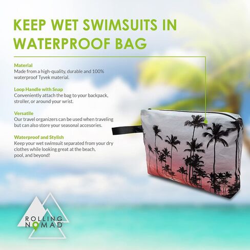 Wet Bag for Swimsuit - Small Waterproof Reversable Dry Bags with Zipper, Diaper Bag Organizing Pouches for Travel Essentials, Toiletries, Beach, Wet Clothes & Wipes, Swimming, Accessories - 8x6.5x1 in Saudi Arabia