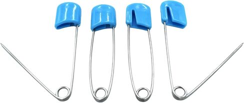 Diaper Pins, Blue Color Nappy Safety Pins Hold Clip Locking Cloth, Pack of 50 by Firefly in Saudi Arabia
