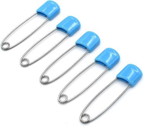 Diaper Pins, Blue Color Nappy Safety Pins Hold Clip Locking Cloth, Pack of 50 by Firefly in Saudi Arabia