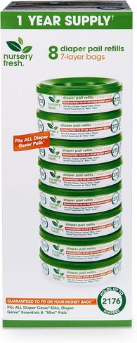 Nursery Fresh Refill compatible with Munchkin® Diaper Pails, 1088 Count (Pack of 4) & Munchkin® Arm & Hammer Diaper Pail Snap, Seal and Toss Refill Bags, 6 Count in Kuwait