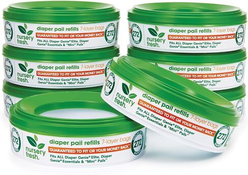 Nursery Fresh Refill compatible with Munchkin® Diaper Pails, 1088 Count (Pack of 4) & Munchkin® Arm & Hammer Diaper Pail Snap, Seal and Toss Refill Bags, 6 Count in Kuwait