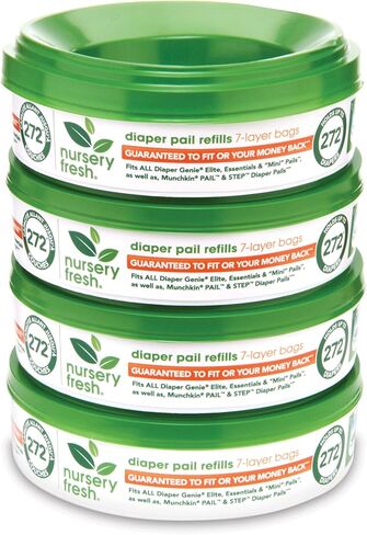 Nursery Fresh Refill compatible with Munchkin® Diaper Pails, 1088 Count (Pack of 4) & Munchkin® Arm & Hammer Diaper Pail Snap, Seal and Toss Refill Bags, 6 Count in Kuwait