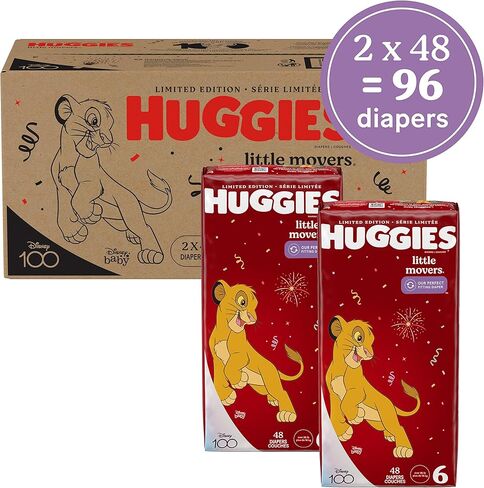 Huggies Little Movers Baby Diapers, Size 6 (35+ lbs), 96 Ct in Saudi Arabia