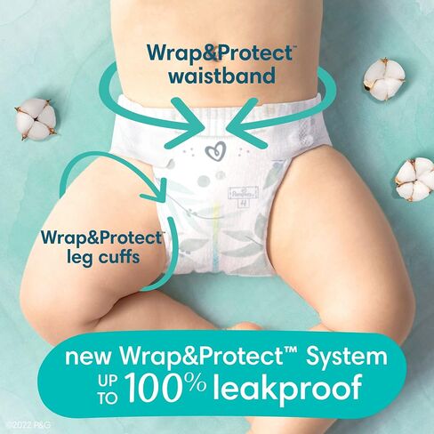 Pampers Pure Baby Diapers, Size 1 (8-14 lbs), 82, Up to 100% Leakproof, Premium Hypoallergenic Soft Diapers in Saudi Arabia