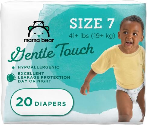 Amazon Brand - Mama Bear Gentle Touch Baby Diapers, Size 5, 27+ lb, Leak Protection, 12 Hours Protection, Wetness Indicator, Hypoallergenic, 132 Count (4 packs of 33) in Saudi Arabia
