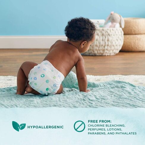 Amazon Brand - Mama Bear Gentle Touch Baby Diapers, Size 5, 27+ lb, Leak Protection, 12 Hours Protection, Wetness Indicator, Hypoallergenic, 132 Count (4 packs of 33) in Saudi Arabia