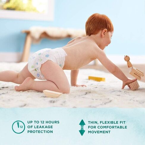 Amazon Brand - Mama Bear Gentle Touch Baby Diapers, Size 5, 27+ lb, Leak Protection, 12 Hours Protection, Wetness Indicator, Hypoallergenic, 132 Count (4 packs of 33) in Saudi Arabia