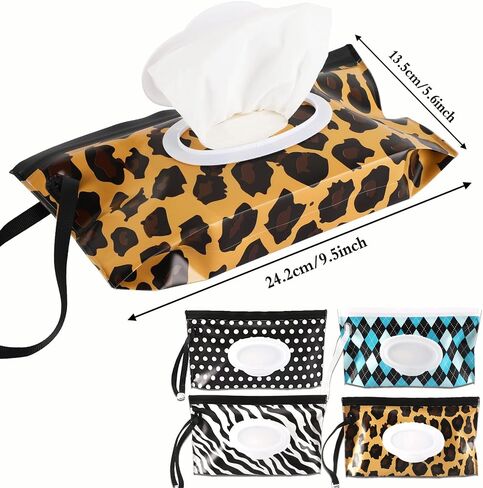 FEBSNOW 4 Pack Baby Wipe Dispenser, Portable Refillable Wet Wipe Holder | Reusable Travel Wet Wipe Pouch, Zip Locking Seal and Secure Snap Close Lid, Easy Refill and Dispensing, With Wrist Loop in Saudi Arabia