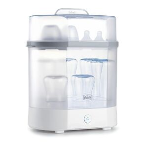 Chicco Baby Bottle Sterilizer, 3-in-1 Electric Steam, Kills 99.9% Germs | White/Grey, baby bottle sterilizer, countertop, 3-in-1 modular, no chemicals, 24hr sterile protection, auto shut-off in Kuwait