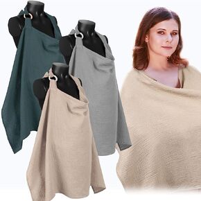 Treela 3 Pcs Muslin Cotton Breathable Nursing Cover Multi Use Car Seat Stroller Breastfeeding Cover for Breastfeeding Baby Shower Gifts Essentials(Fresh Color) in Saudi Arabia