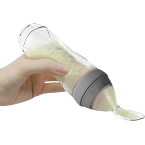Haakaa Silicone Baby Food Dispensing Spoon Feeder 4oz - Infant Squeeze Cereal Feeder, Baby Fresh Food Feeder, Feed Bottle for Puree, Solid Baby Food, BPA Free, 4m+ Babies – Pea Green in Saudi Arabia