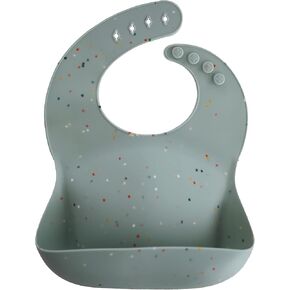 mushie Silicone Baby Bib | Adjustable Fit Waterproof Bibs (Pretzel)