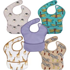 Soarwg Kids Bibs, Baby Bibs, Waterproof Baby Bibs for Boy and Girl, Great Travel Baby Bibs for Eating, Feeding Bibs, 5 Pack