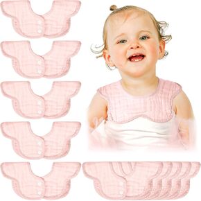Geyoga 10 Pcs Baby Bibs 360° Rotate Soft Baby Bandana Muslin Drool Bibs Petal Bibs Burp Gauze Cloths Absorbent Bib