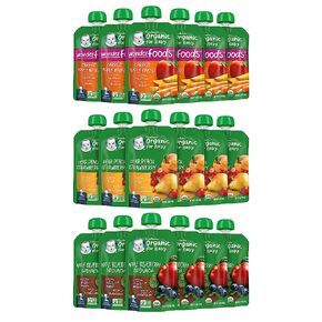 Gerber Organic Baby Food Pouches, 2nd Foods for Sitter, Fruit & Veggie Variety Pack, 3.5 Ounce (Set of 18) in Kuwait