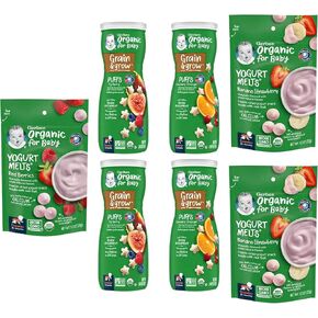 Gerber Snacks for Baby Variety Pack, Organic Yogurt Melts & Organic Puffs (Set of 7)